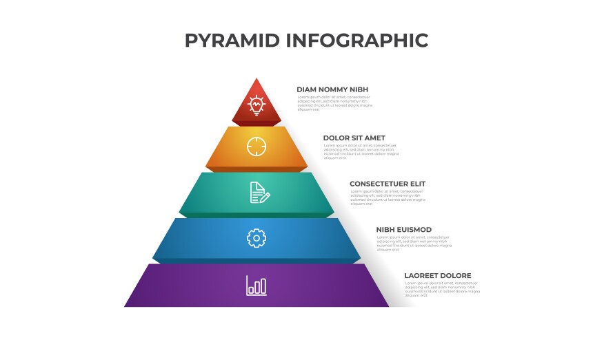 5 points pyramid list diagram triangle Royalty Free Vector