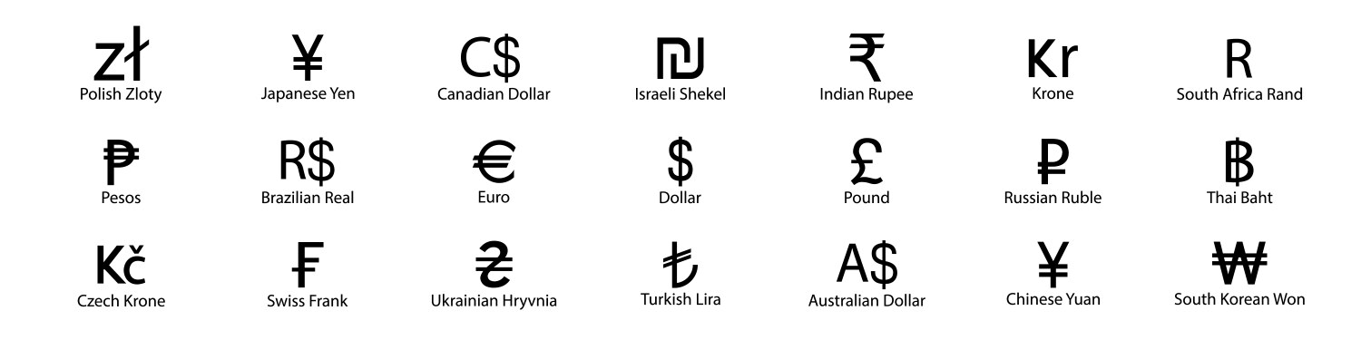 Set of most used currency symbols icon vector image