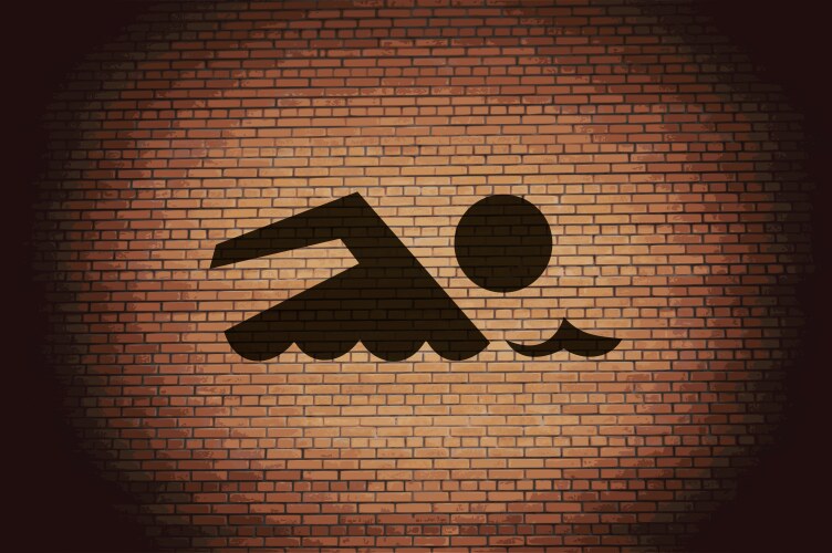 Swimmer pool flat modern web button and space vector image