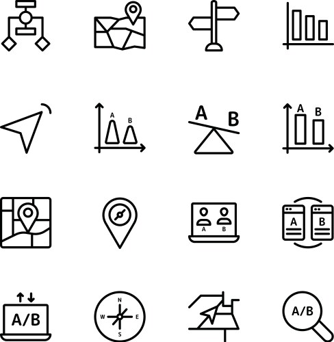 User flow journey map ab testing line icons vector image