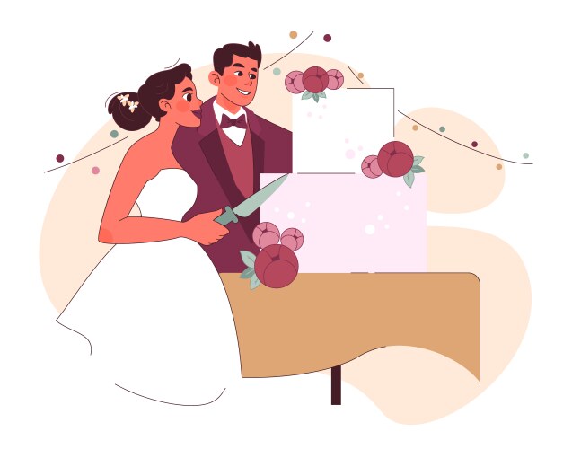 Wedding cake concept flat vector image