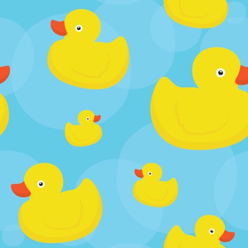 Yellow rubber duck pattern on blue background Vector Image