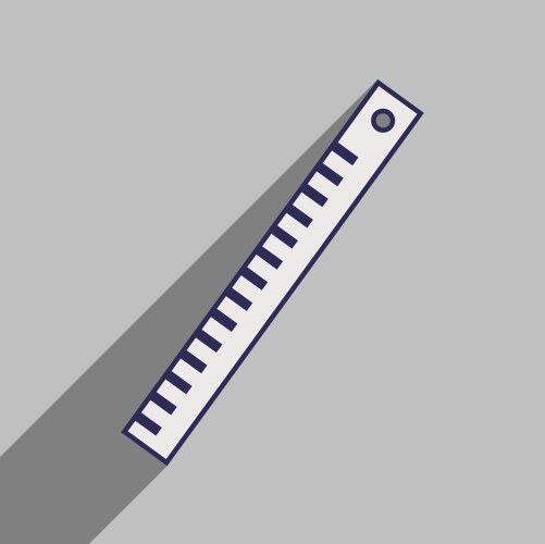 Flat with shadow icon and mobile application ruler vector image
