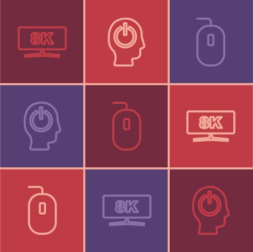 Set line computer monitor mouse and power button vector image