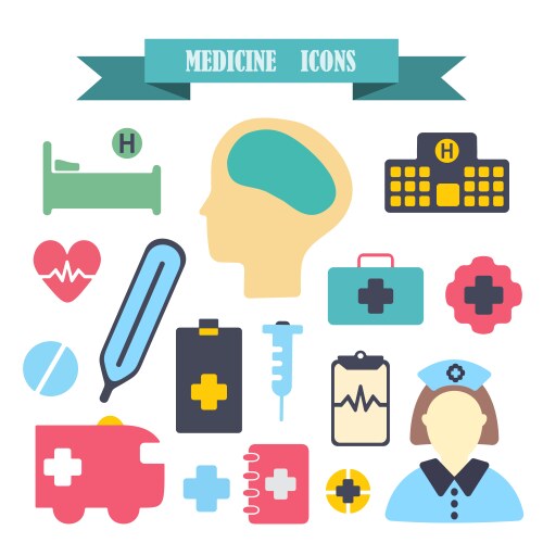 multicolored icons with tape on topic medicine vector