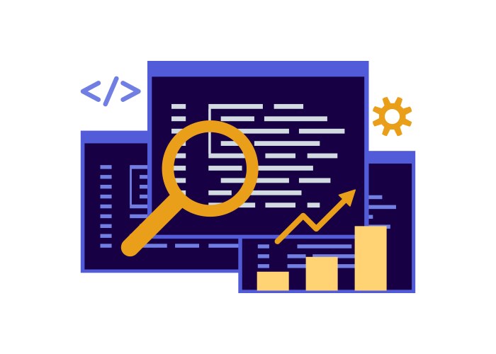 Seo optimization meta data description script vector image