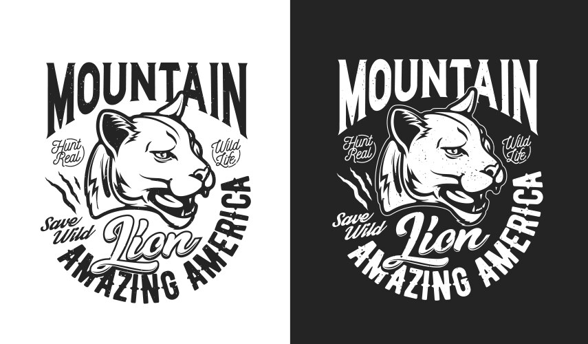 Aggressive Mountain Lion Hunting T-Shirt Vector Image