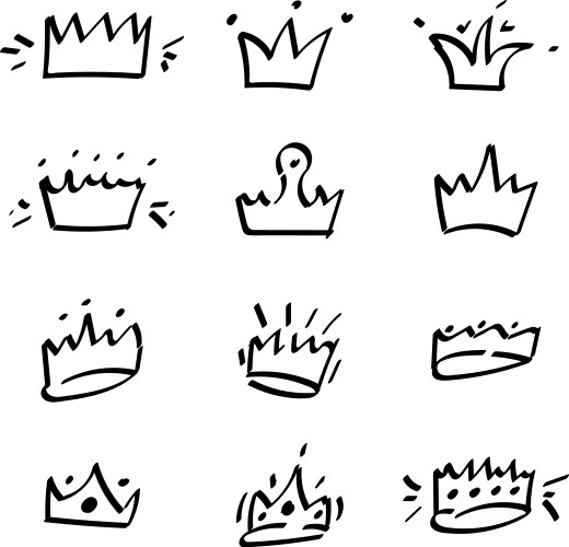 Royal Crowns Sketch Set Vector Image