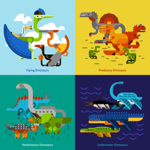 Dinosaur color set Royalty Free Vector Image - VectorStock