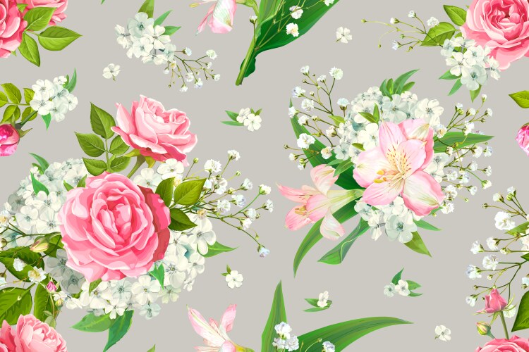 Seamless pattern with rose flowers Royalty Free Vector Image