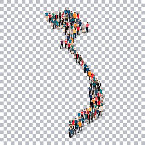 Isometric People Vietnam Map Vector Image