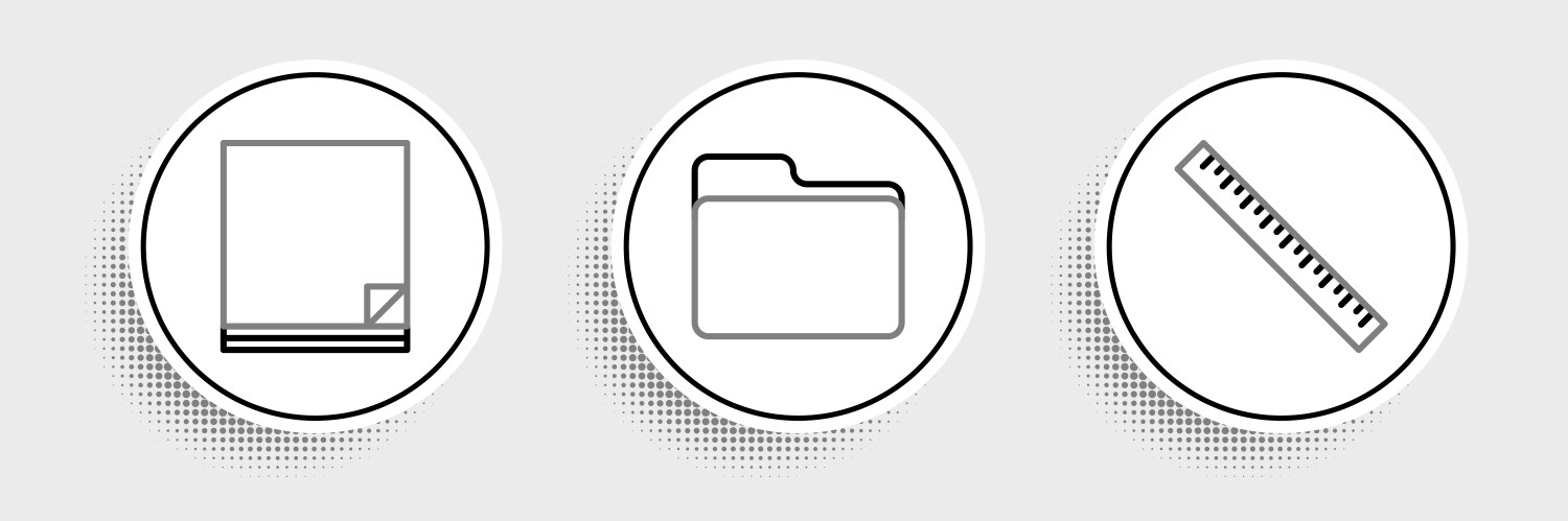 Set line ruler file document and folder vector image