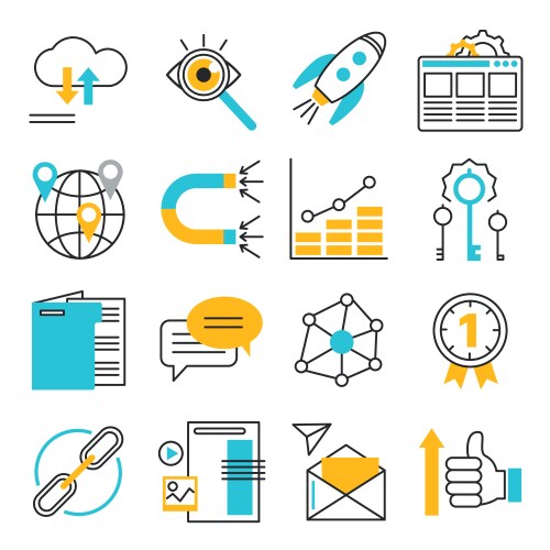 Search engine optimization icons set modern flat vector image