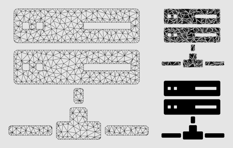 Database connection mesh carcass model vector image