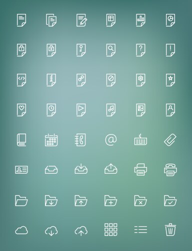 Thin line document icons set for web and mobile vector image
