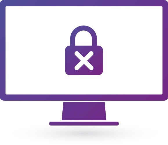 Security computer lock with cross icon password vector image