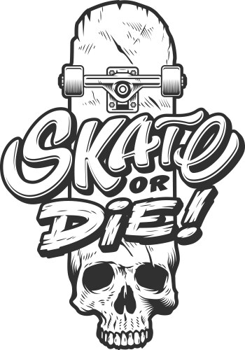 Skate Skull Emblem Vector Image