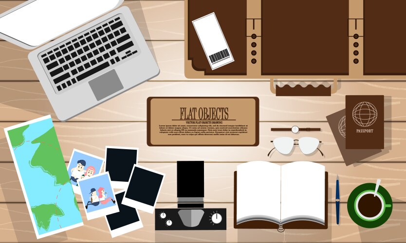 Flat object design set ready to travel vector image