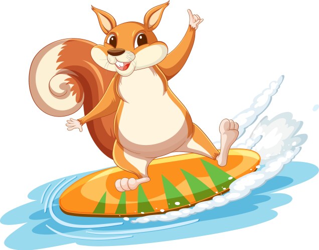 Squirrel standing on surfboard Vector Image