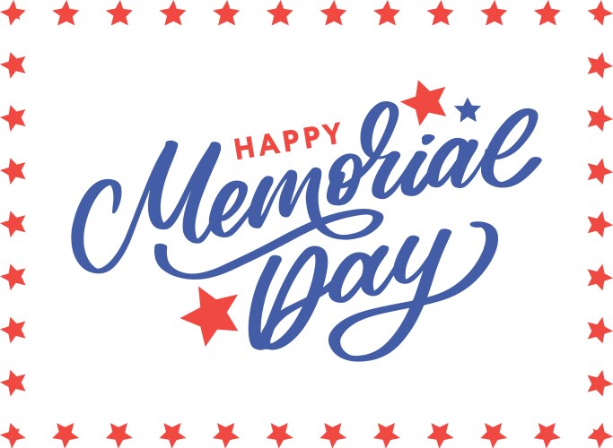 happy memorial day - stars and stripes letter vector image