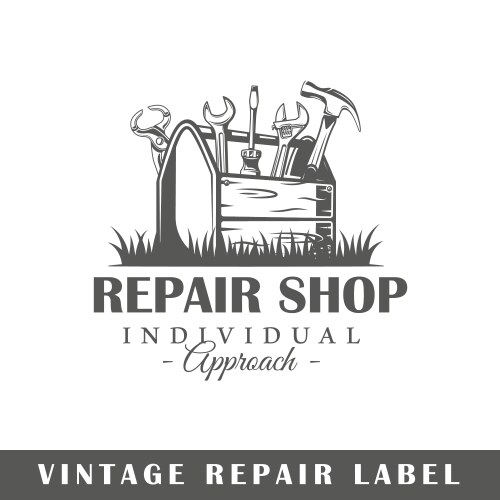 Repair label Royalty Free Vector Image - VectorStock