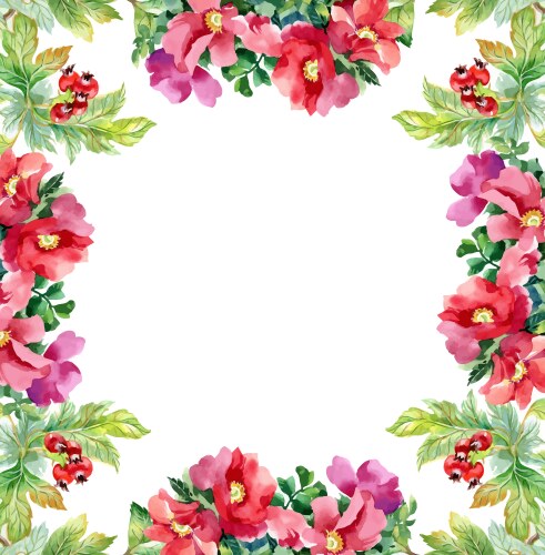 Watercolor Floral Frame Vector Image