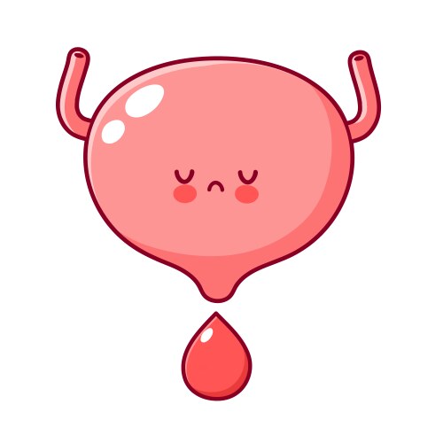 cute sad sick human bladder organ character vector