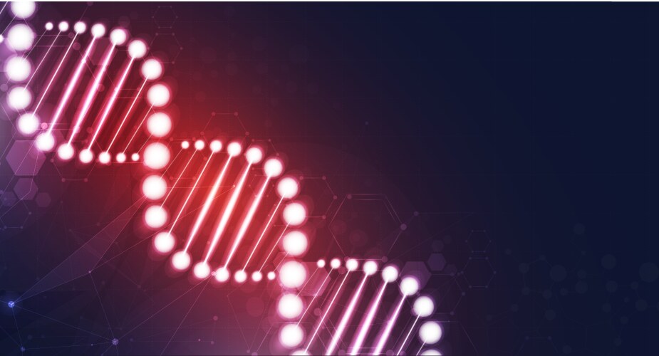Dna digital sequence code structure with glow vector image