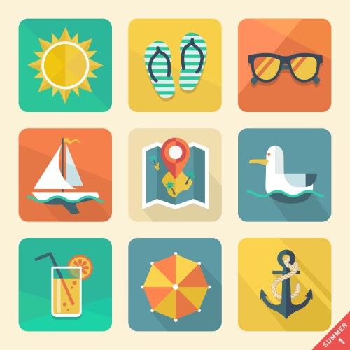 Summer flat background Royalty Free Vector Image