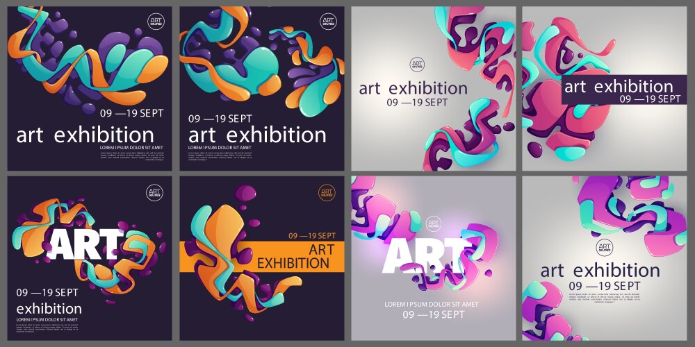 Art exhibition posters with creative pattern vector image