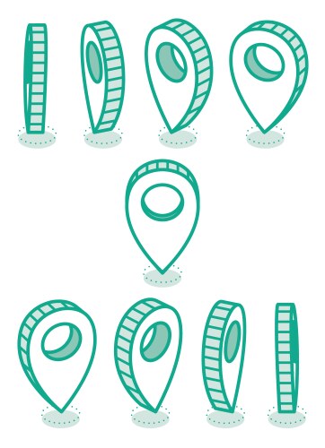 isometric map pointers set in various angles vector