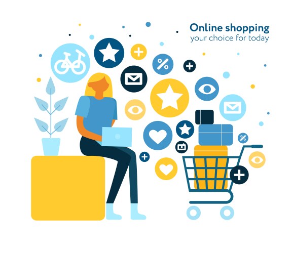 Online shopping flat set Royalty Free Vector Image