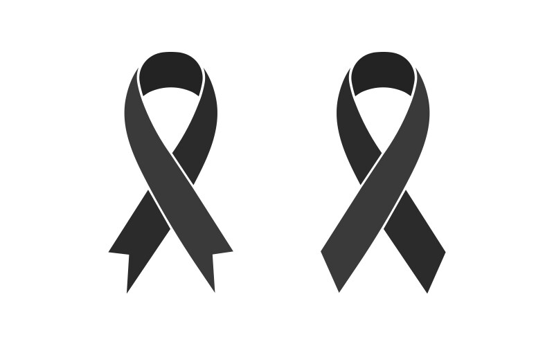 black awareness ribbon icon set mourning vector