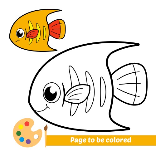 Coloring book for kids fish Royalty Free Vector Image