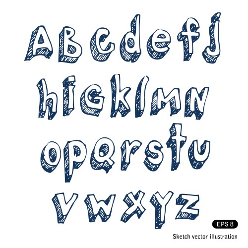Hand drawn doodle alphabet Royalty Free Vector Image