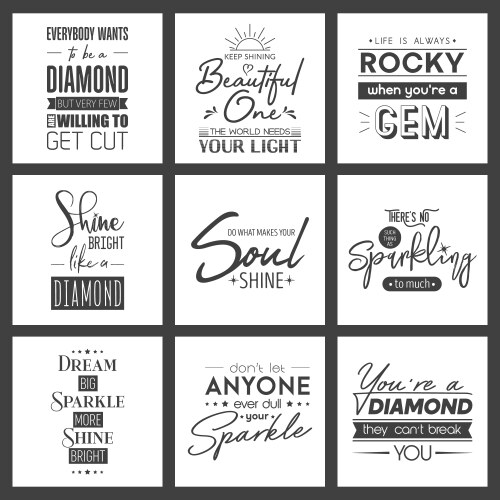 set of vintage typographic quotes gemstone vector image