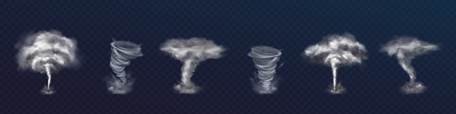 Realistic 3d Tornado Set Royalty Free Vector Image