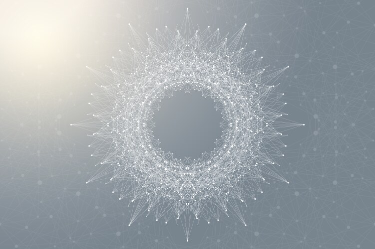 Fractal element with connected lines and dots big vector image