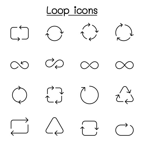 Loop icon set in thin line style vector image