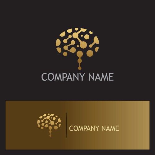 gold brain technology logo vector image