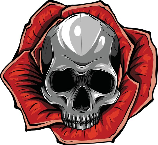 A human skulls with roses on white background Vector Image