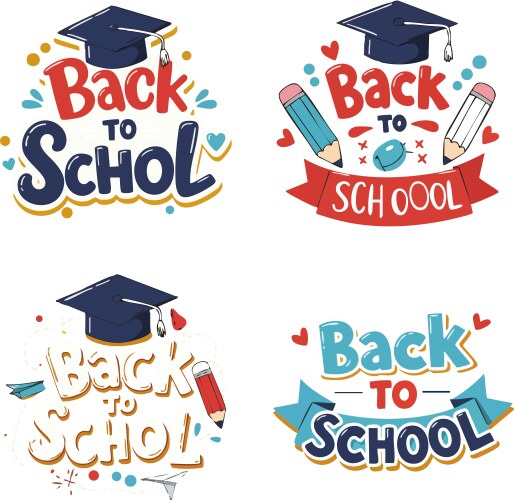 Back to school graduation cap and pencil Vector Image