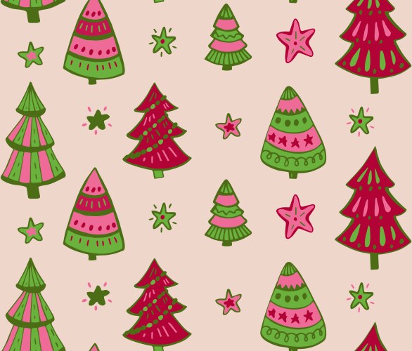 Seamless pattern with hand drawn christmas Vector Image
