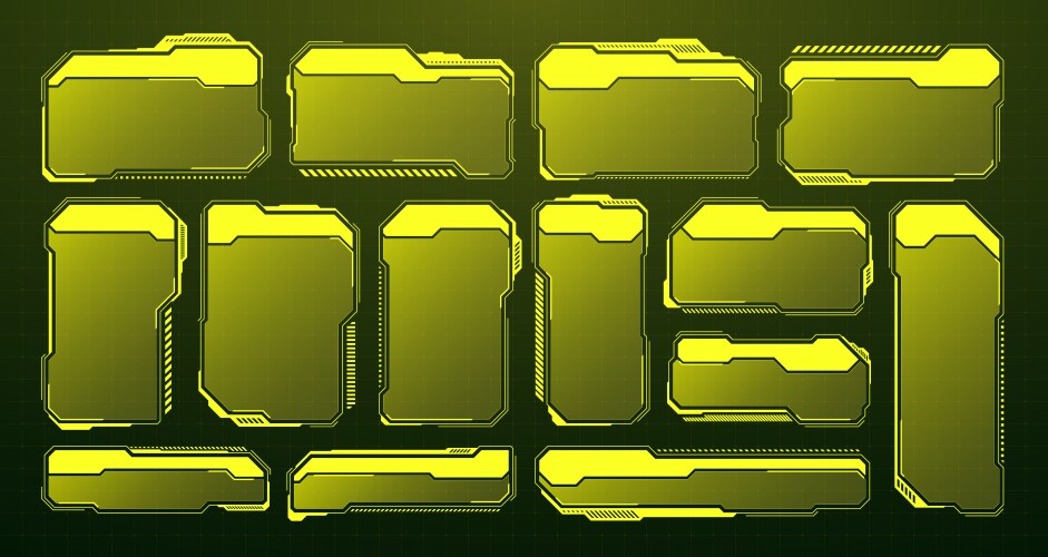 yellow futuristic hud ui elements sci-fi user vector image