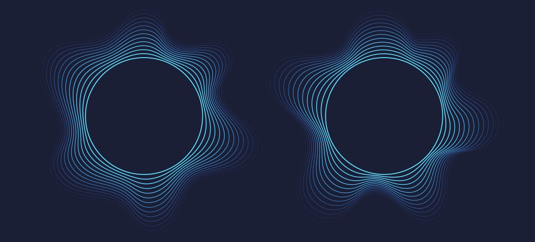 Round sound wave frames circular lines pattern vector image