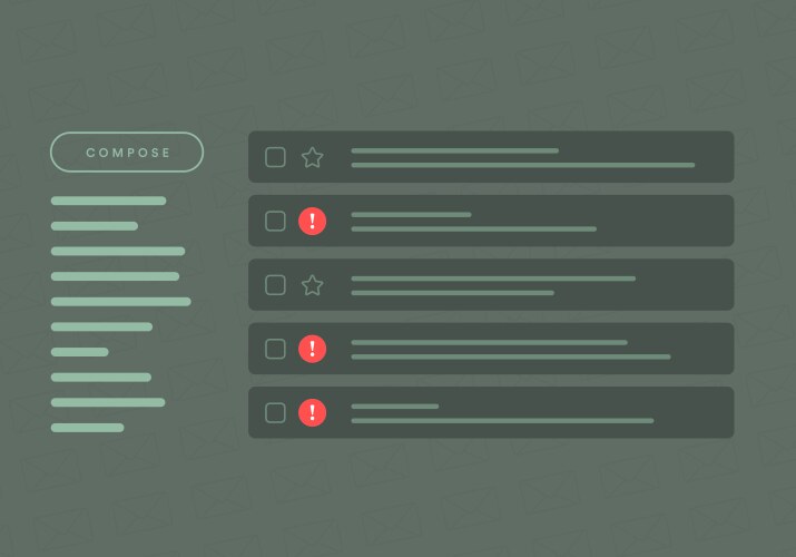 Email inbox with 5 new messages and spam vector image