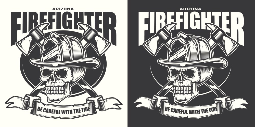 Vintage firefighter labels concept Royalty Free Vector Image