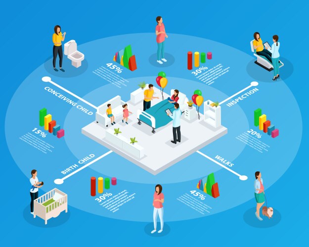 Isometric pregnancy infographic concept vector image