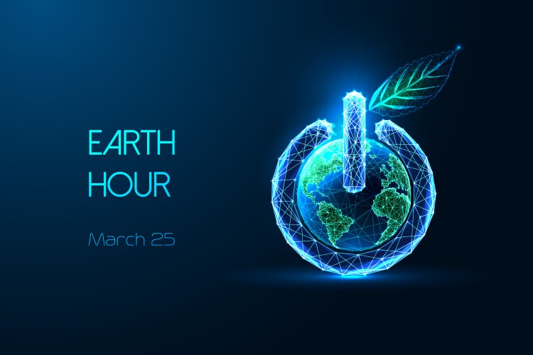 earth hour abstract futuristic concept banner vector image