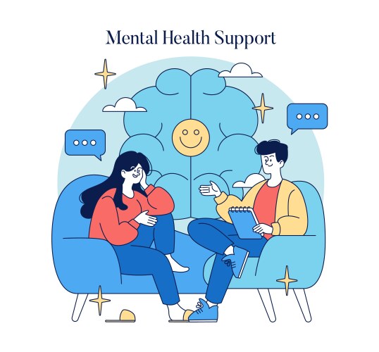 Mental Health Support Scene Vector Image